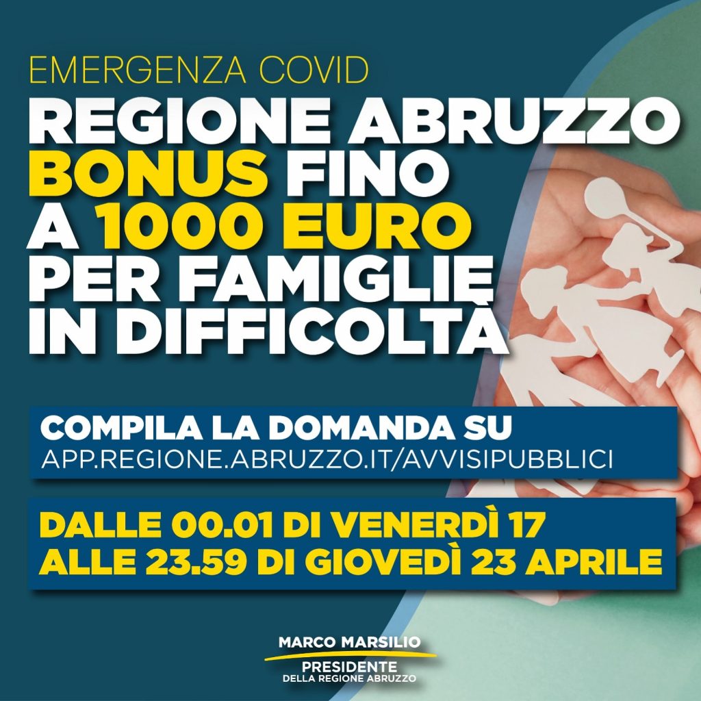 Bonus famiglia per acquisto di beni di prima necessità – Regione Abruzzo